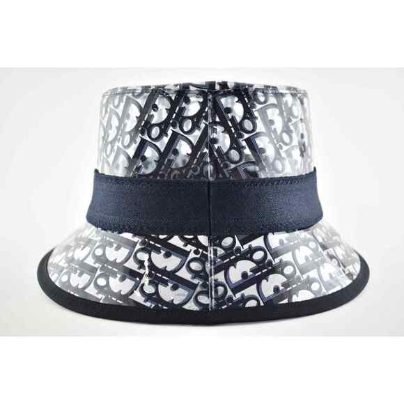 Dior French Small Brim Blue Oblique Logo PVC Transparent Clear Sun Bucket Hat 57 main image 6